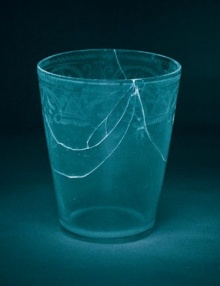 Broken glass under UV