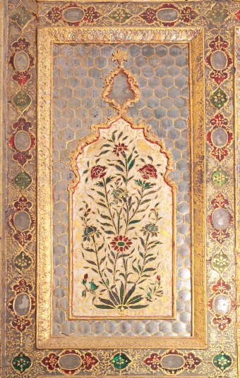 Fig. 3: Detail of mirrored wall in the Sheesh Mahal, Motibagh Palace.