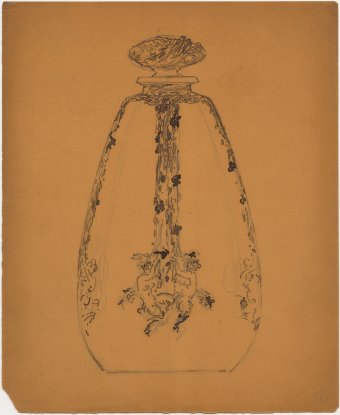 Guirlandes et faunes (garlands and fauns), René Lalique, 1895-1900?. 1 art original: ink, graphite on parchment paper; 28 x 22 cm. CMGL 45137