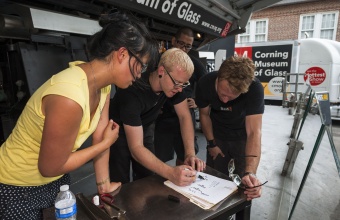 Designer Helen Lee at GlassLab on Governors Island, July 2012