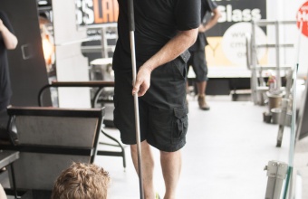 Designer David Weeks at GlassLab on Governors Island, July 2012