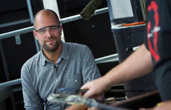 Designer Tom Scott at GlassLab in Corning, July 2012