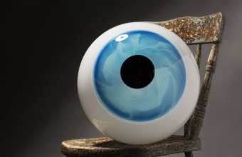 A giant eye designed by Sigga Heimis for GlassLab